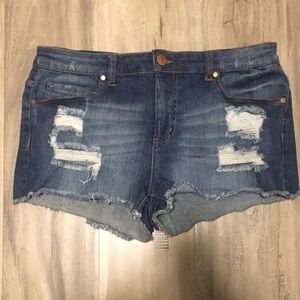 Distressed Denim Shorts